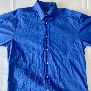 British Khaki Men’s Blue Long Sleeve Button‑Down Shirt - Size L